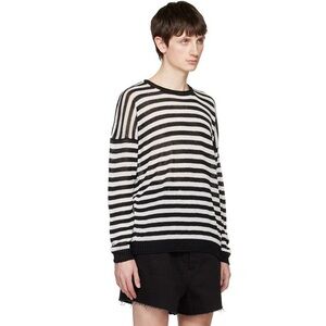 NWT SSENSE Isabel Benenato Monochrome Striped flax Crewneck Sweater XL